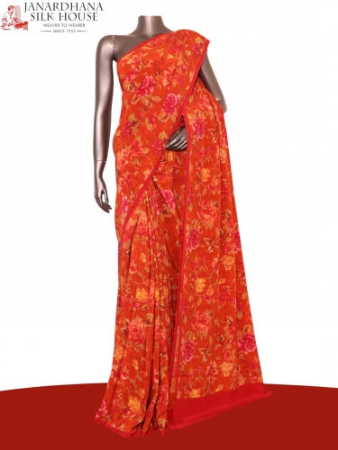 Floral  Pure Crepe Silk Saree